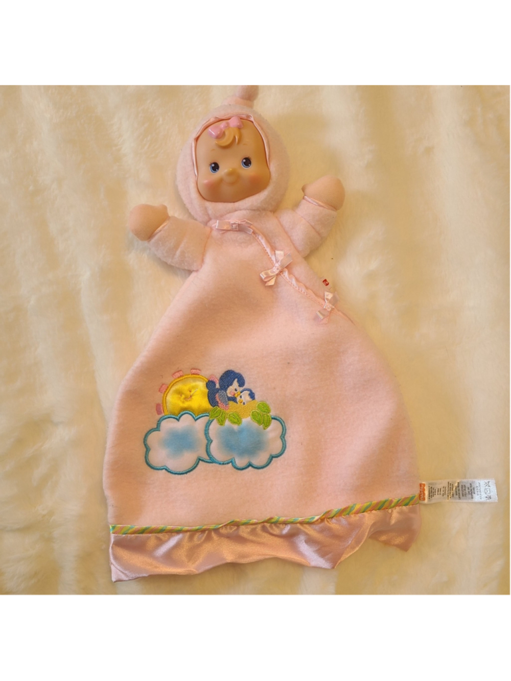 Fisher Price Flutterbye Pink Fleece Doll Lovey Security Blanket Friend 15" Vtg